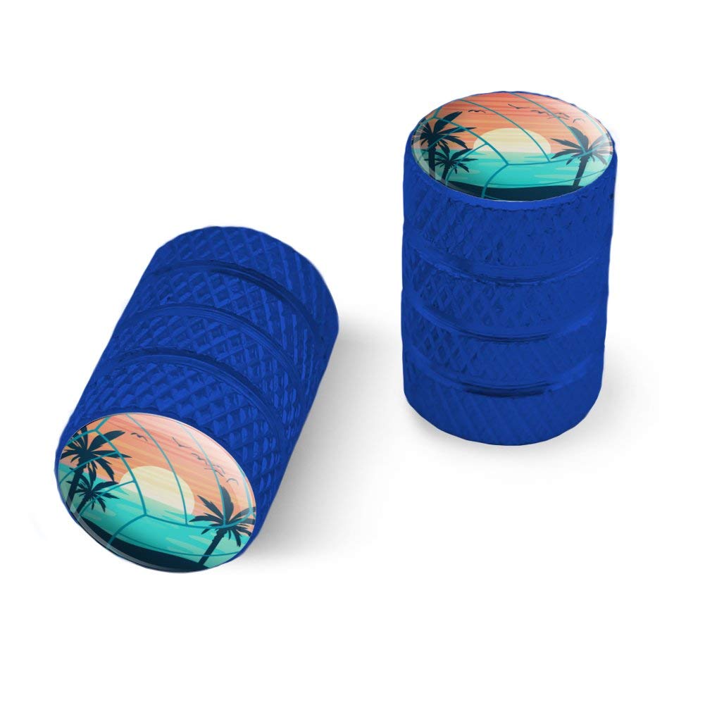 Volleyball Beach Scene Motorcycle Bicycle Bike Tire Rim Wheel Aluminum Valve Stem Caps