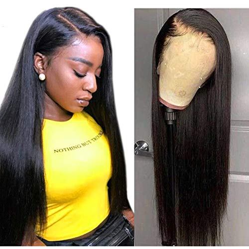 180% Density Synthetic Lace Front Wigs Silky Straight Heat Resistant Fiber High Temperature Replacement Wigs L Part Straight Black Lace Front Wig for Women