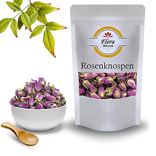 50g Flora Blossom Damaszener Rosen Knospen Tee - Natürlich Ohne Zusätze - Rosa Damascana - Knospe - Süße Rosenblütenblätter - Rosenblütentee - Rosenknospen Cover