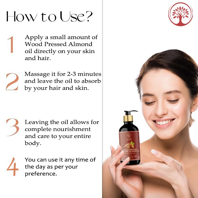 Image of Wood Pressed Almond Oil (100 ml) - Cold Pressed Sweet Almond Oil for Hair & Skin | Rich in Vitamin E | Deep Moisturizing & Nourishing Care