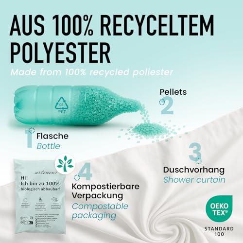 arteneur® - Hipster Esel - Anti-Schimmel Duschvorhang 180x200 - Öko-Tex Standard 100 - Beschwerter Saum, Blickdicht, Wasserdicht, Waschbar, 12 Ringe