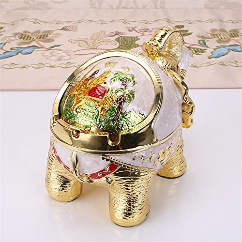 Aschenbecher,European style retro multifunctional elephant ashtray, creative spherical metal ashtray with lid-gold and white full color Aschenbecher,European style retro multifunctional elephant ashtray, creative spherical metal ashtray with lid-gold and white full color