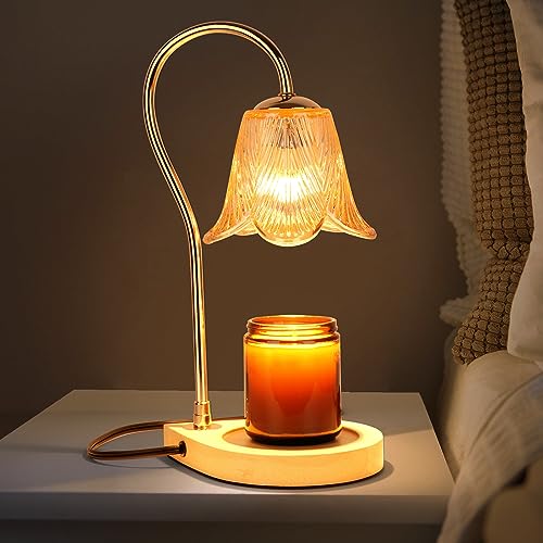LAYJU Candle Warmer Lamp, Electric Candle Lamp Warmer with Timer & 3 Brightness, Dimmable Candle Warmer Lamp for Jar Candle, Home Decor, Vintage Wax Melt Warmer for Scented Wax, with 3 * 50W Bulbs