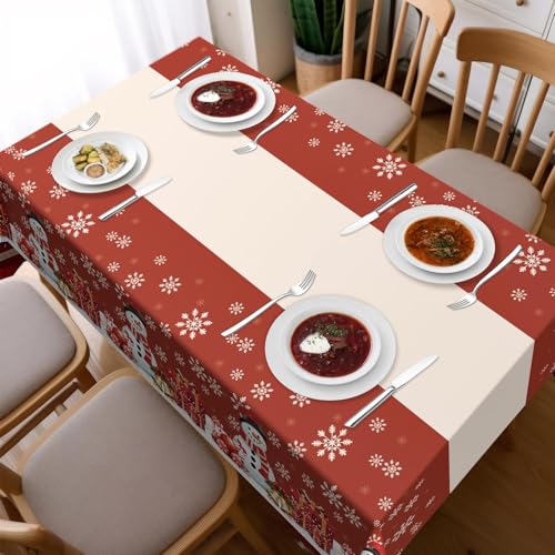 Image of Childom 3 Pack Christmas Tablecloths,Disposable Plastic Tablecloths 54 inch x 108 inch Christmas Decorations,Xmas Snowman Table Cloths for Party Supplies,Plastic Table Covers for Home,Dinner,Indoor or Outside