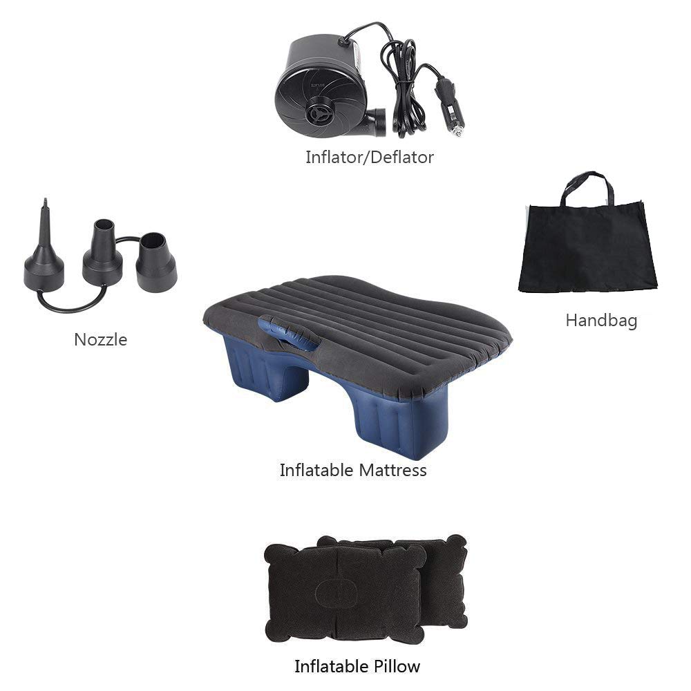 Vinteky Matelas Gonflable Lit de Voiture, Coussin Gonflable pour Matelas, sièges d'auto Multifonctionnel avec Pompe à air et Oreillers