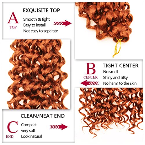Gogo Curl Crochet Hair 18Inch Water Wave Crochet Hair Synthetic Bohemian Crochet Braid Ginger Deep Wave Braiding Hair Extensions(5Packs,#350) #TOP3