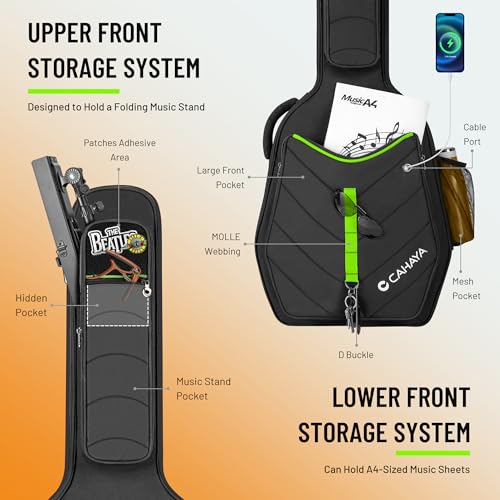 CAHAYA Soft Guitar Case with 5 Pockets & Adjustable Strap Compatible Acoustic Guitars 40-42in