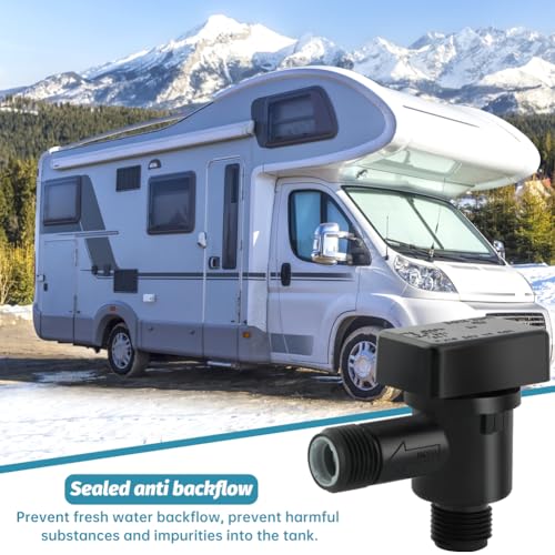 Image of 571-Vac-Chk RV Black Tank Valve, Plastic, 1 /2 inch NPT, Check Valve, RV Sewer Fittings, Black