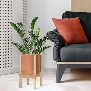 Dvinedevterracottaplanterwithnaturalstand8inchmodernroundflowerpotwithwoodplanterholderterracotta55bn5  Urban Country Home Decor Dvine dev terracotta planter with natural stand 8 inch modern round flower pot with wood planter holder terracotta 55 b n 5  urban country home decor
