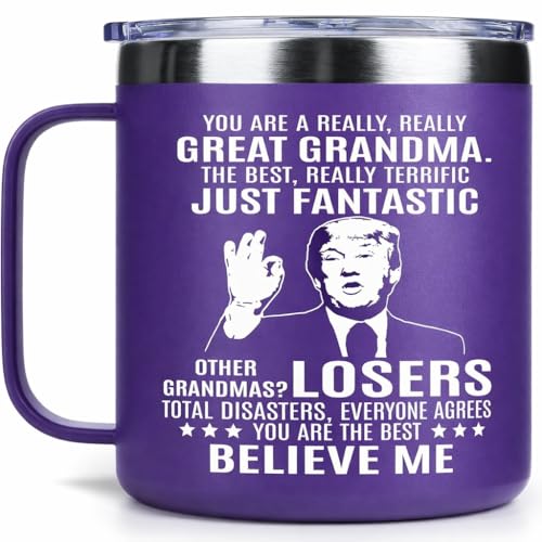Edizzone Funny Grandma Gifts - 14oz Insulated Coffee Mug, Stainless Steel Tumbler with Lid, Birthday, Christmas & Mothers Day Gifts for Grandma