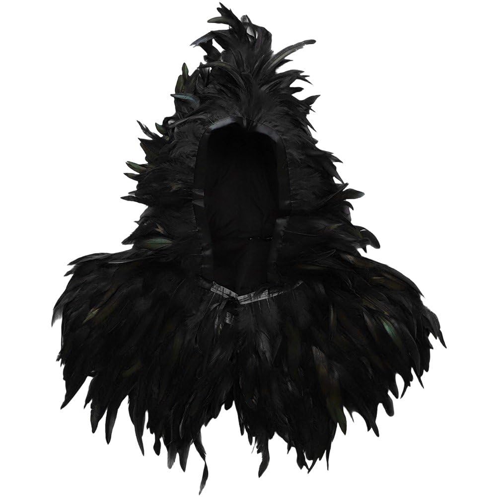 Cape gothique à plumes idéale pour soirée costumée et festival punk cosplay