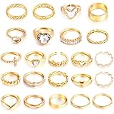 CHICUTIE Gold Knuckle Rings Set For Women Stackable Joint Finger Midi Rings Dainty Cubic Crystal Zirconia Hollow Twist Cute Pack Jewelry Gift