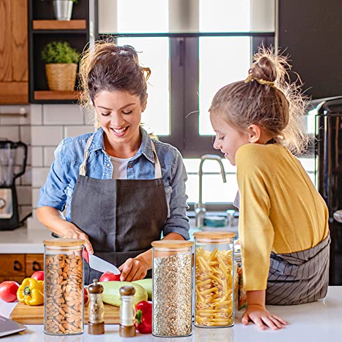 Slifejars-Glass Jars With Bamboo Lids 32 Oz 8 Pcs Glass Food Storage Containers With Airtight Bamboo Lids, Glass Canisters Stackable Kitchen Pantry Bamboo Lid For Coffee Beans, Rice, Sugar And More #TOP6