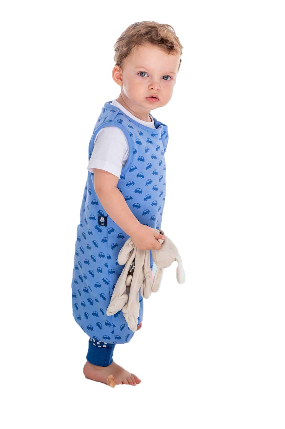 BabyBliss BlissJump 1.0 TOG Baby Schlafsack mit Beinen – Bio-Baumwolle – Umwandelbare Fußöffnungen (Vroom Cars, 18-36 Monate)