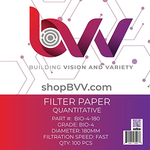 BVV Ashless Filter Papers - 180MM - Qualitative-Grade 4 - Fast - 20-25um