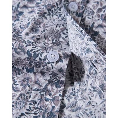 TUNEVUSE Mens Long Sleeve Floral Dress Shirt Flowered Pattern Print Button Down Shirts Cotton