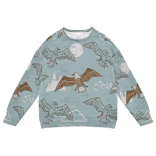 Eionryn American Bald Eagle Boy Girl Sweatshirt Toddler Crewneck Pullover Sweater Long Sleeve Fall Winter Clothes