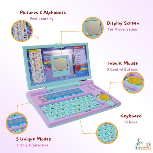 Image of Frozen Educational Laptop for Kids - Interactive Learning Toy for Girls Age 3+ with 20 Activities, Mouse Control, Learn Alphabet, Numbers, Words, Games, Music & Logic - Turquoise Blue