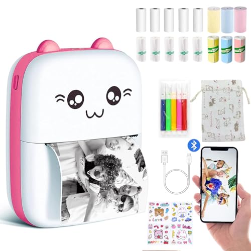 Reviews de Máquinas para hacer pegatinas , listamos los 10 mejores. 47 SULYOOP Mini Impresora Termica,Mini Impresora de Etiquetas Adhesivas,Impresora Termica Portatil Bluetooth con 16 Rollos de Papel,bolígrafos de Colores,Ideal para...