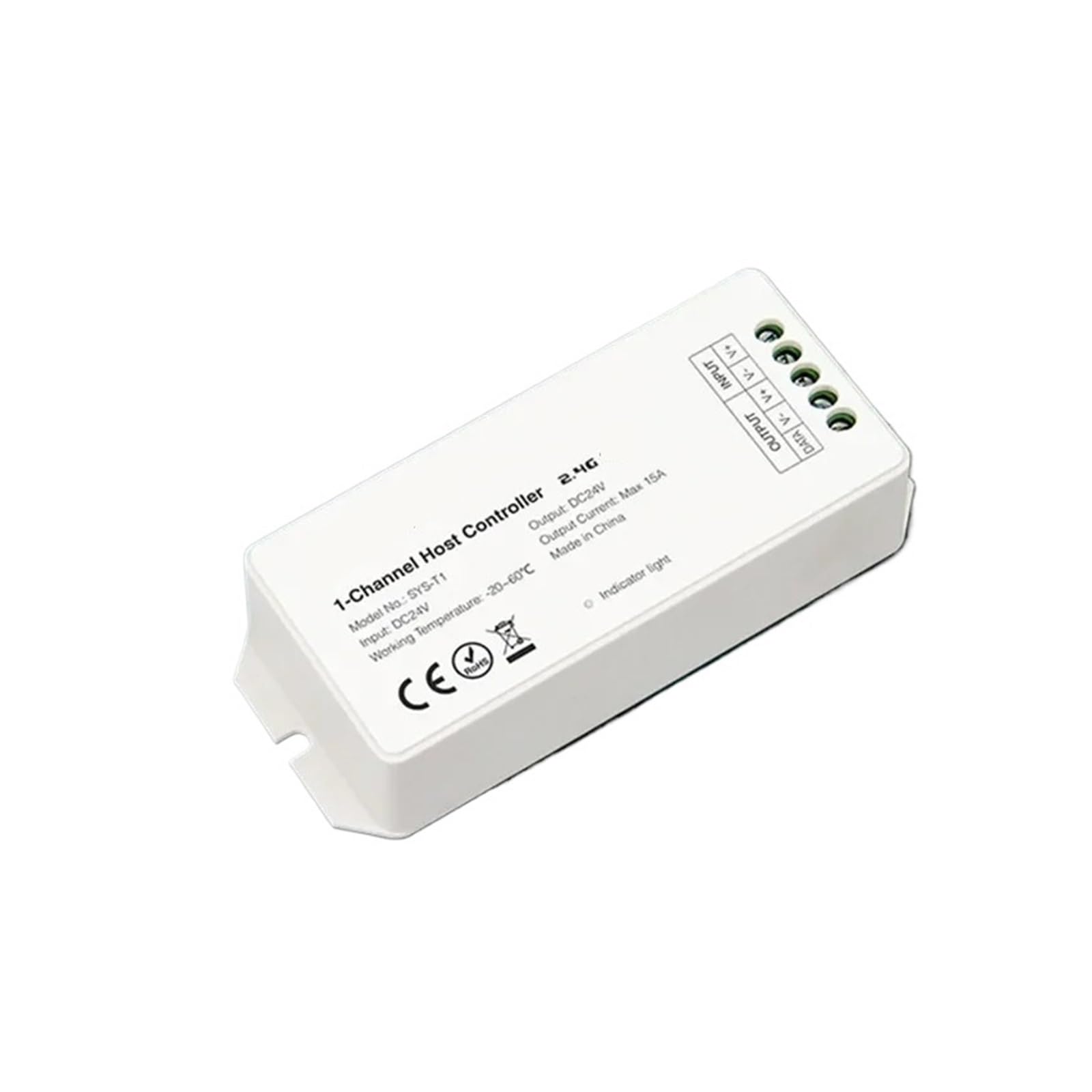 Controlador atenuador LED SYS-T2 Amplificador de potencia de señal de 1 canal SYS-T1 Controlador host de 1 canal 15A DC24V 2.4G controles Luces LED de la serie SYS(SYS-T1 Controller)