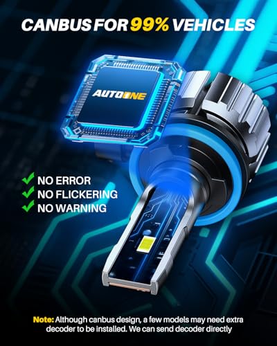 Image of AUTOONE H11 LED Fog Light, 20000LM 6000K White H11 /H9 /H8 /H16JP Fog Lamp or DRL, Wireless, Easy Installation, IP68, Pack of 2