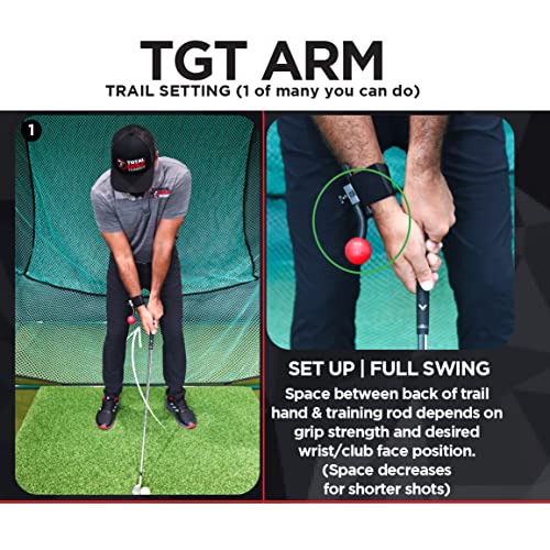 Total Golf Trainer Arm Aid - To Improve Chipping, Pitching & Full Swing - Lead & Trail Hand/Wrist/Arm Movement To Control Club Face - Straight Lead Arm - Width In Trail Arm - Wrist Hinge & Create Lag #TOP3