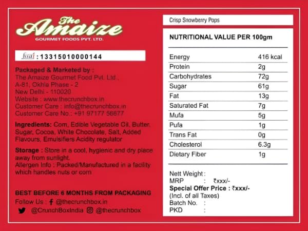 Image of The Crunch Box presents Special Value Pack | Crisp Snowberry Pops Popcorn | 500gms | Healthy snack vegetarian munching for kids