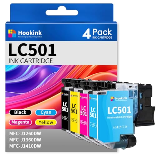 Image of LC501 Ink Cartridges Compatible for Brother LC501 LC 501 Ink Cartridges 4-Pack use with Brother MFCJ1360dw MFC-J1360DW MFC-J1260DW MFC-J1410DW High Yield (Black, Cyan, Magenta, Yellow)