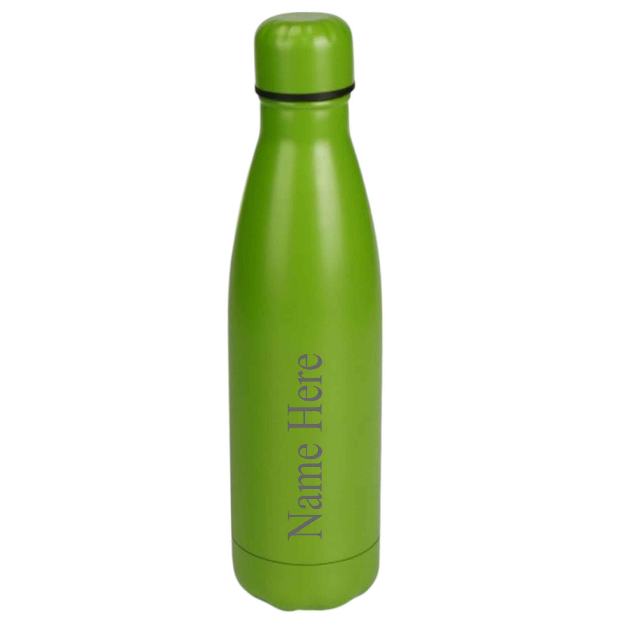[Custom] Personalised Engraved Any Name 500ml Insulated Water Bottle Hot or Cold Drinks Selection of Colours (Green)
