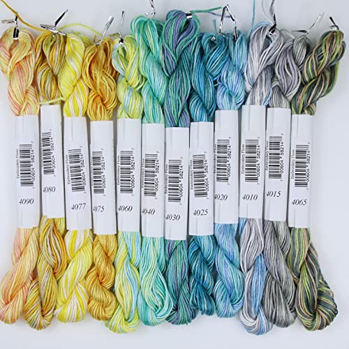 Image of KCS Big skeins of 25 Meters Size 25 Color Variegated Cross Stitch Stranded Threads,12 skeins,04
