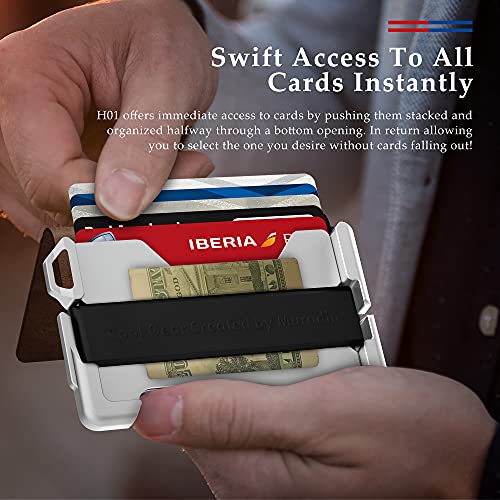 Image of MURADIN Tactical Minimalist Wallet for Men, Slim RFID-Blocking Metal Card Holder, Front Pocket Men's Nylon Leather Dapper Bifold Wallet with Money Clip