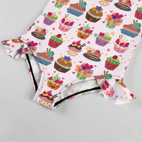 Image of Girls One Piece Swimsuit Macaroni Cheese Pasta Food Ruffles Swimwear Bathing Suits 3-12 Years