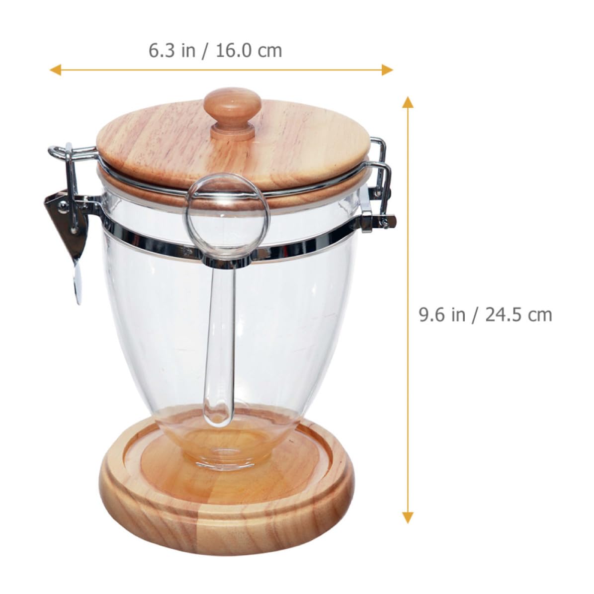Luftdichtes Glas mit Griff, Transparentes Kaffeeglas aus Eiche und Metall | Tisch Teedose für Teebeutel und Losen Tee, Glatte Oberfläche, Glanz, Simple Form