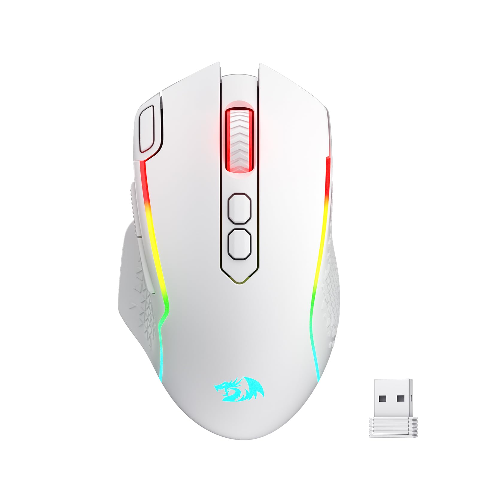 Redragon M810 MAX - Ratón inalámbrico para juegos de 3 modos, 12000 DPI con cable/inalámbrico RGB con tecla de disparo rápido, 8 botones macro, capacidad de energía fiable de 188 horas para PC/Mac