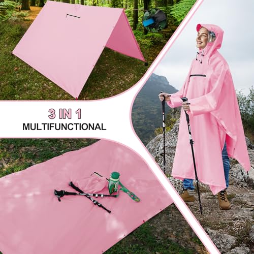 Andake Regenjacke Regenponcho Regencape Regenmantel Wasserdicht Unisex mit Kapuze 3 in 1 Multifunktional Atmungsaktiv für im Freien Camping Wandern Angeln Kirschblüte