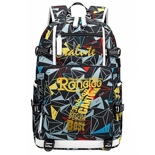 YUNZYUN Mochila multifuncional C-ristiano Ronaldo para jogadores de futebol mochila para viagem estudante laptop fãs mochila para homens mulheres, Multicolor - 1, One Size, Esporte