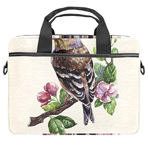 Sac à bandoulière pour ordinateur 13 à 14.5 pouces avec motif oiseau aquarelle multicolore
