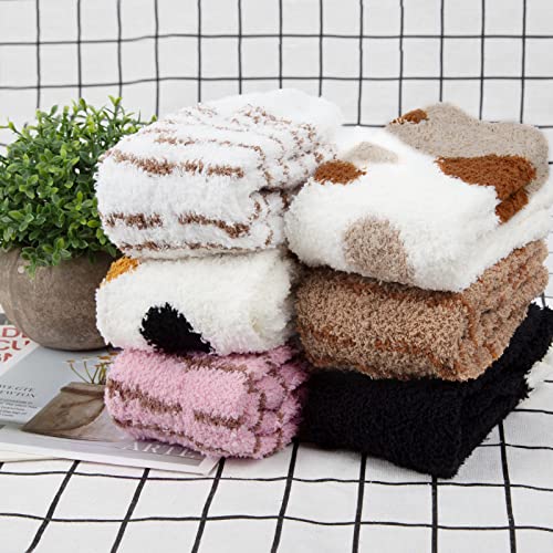 Image of Loritta 6 Pairs Womens Fuzzy Socks, Winter Warm Fluffy Slipper Socks