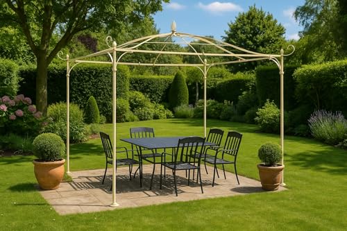 Biscottini Pergola für den Garten aus Eisen L350 x PR350 x H330 cm – Pavillon für den Außenbereich – Gartenlaube – Shabby aus Schmiedeeisen – Pavillon aus Eisen
