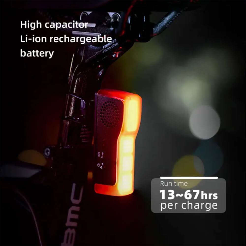 Luz Trasera Inteligente con Alarma De Ladrón Luz Trasera De Bicicleta Carga USB LED Luz De Advertencia Nocturna Bluetooth Alarma Antirrobo
