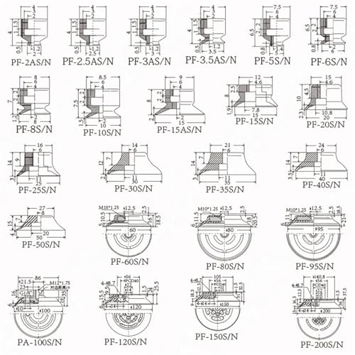 Accesorios para manipuladores neumáticos: 10 ventosas de silicona blanca de 50 mm para inyección 6