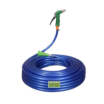 GJAY ECOM ZONE 15 MTR Length Garden Water Hose Pipe with Spray Gun Accessories Fits for Garden/Car Washing/Bike wash/pet Bath (Lever Spray Gun With Hose, 15 MTR Length Blue Hose)