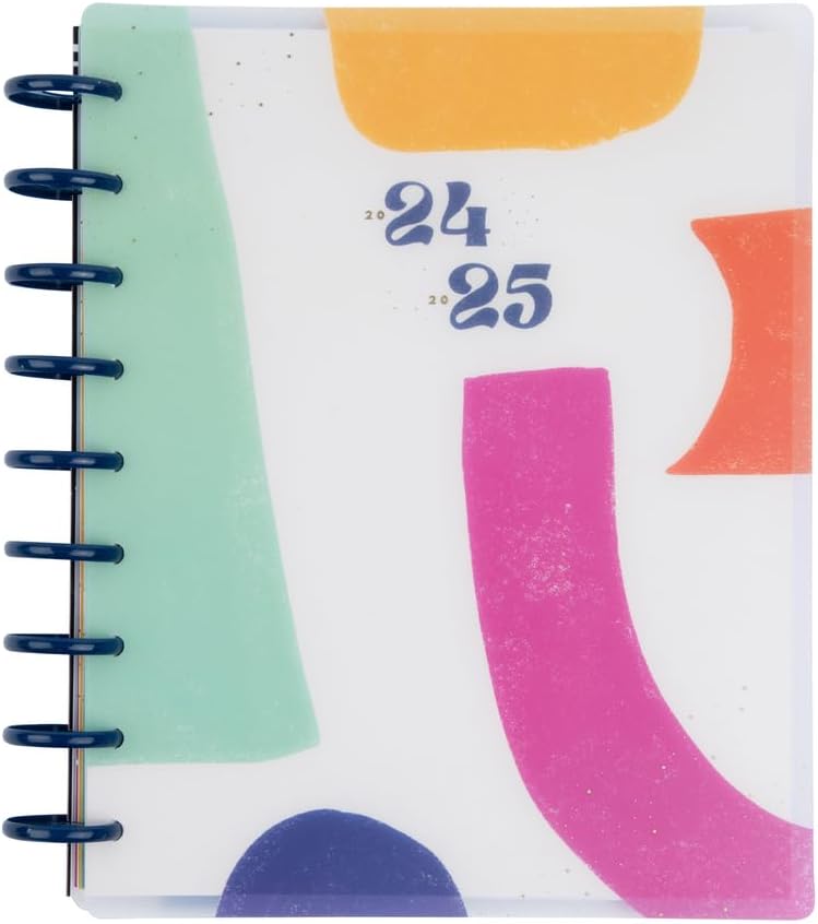 Happy Planner Disc-Bound Mid-Year 12-Month Planner, July 2024–June 2025 Daily Planner, Dashboard Layout, Classic Size, Bold and Botanical, 72 Pages, 12 Dividers, 2 Sticker Sheets, 7" x 9 3/4"
