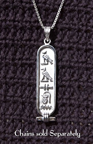 Discoveries Egyptian Imports - Personalized Sterling Silver Cartouche Necklace - 1-Sided Custom Pendant - Handmade In Egypt - Size: Small #TOP1