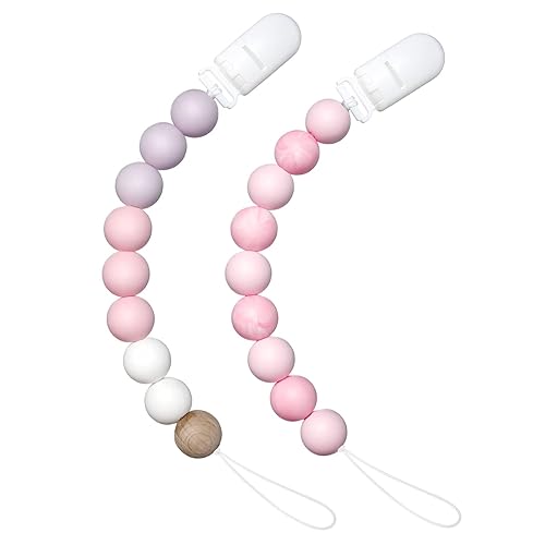 Clips para chupete para niños y niñas paquete de 2 rosa
