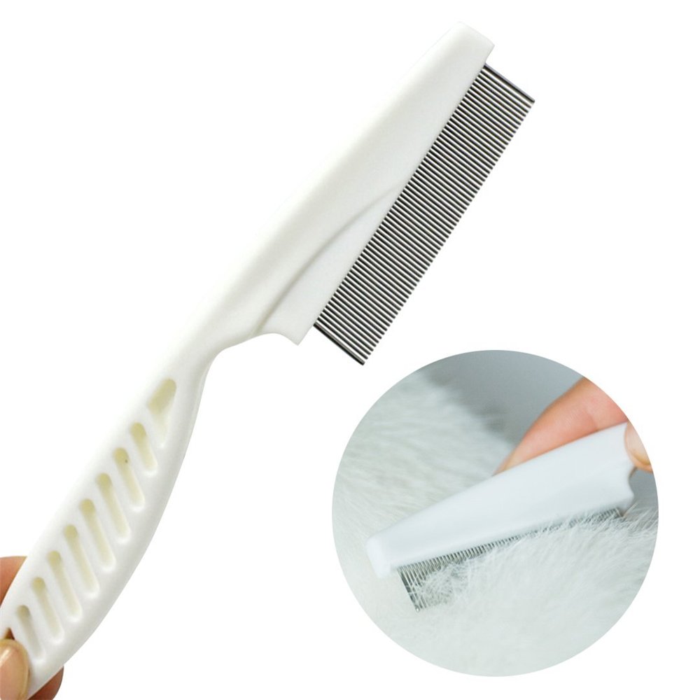 Peigne anti-puces, Profi anti-puces, acier inoxydable Pin Brosse de toilettage anti-puces Traitement propre Outils Pet fin/large Acier Petite, poux & poussière pour chat et chien, 18 x 4 cm