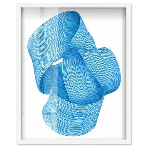 Art Remedy�ɂ��Azure Loop I �V���h�E�{�b�N�X�v�����g ���_���u���[�f�R �z���C�g�t���[���A24 x 30