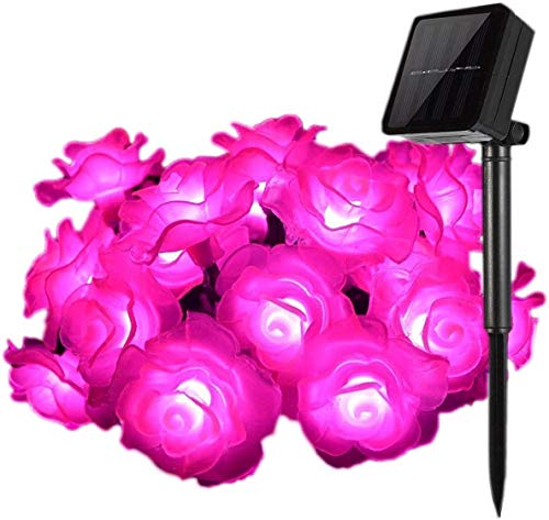 Amzstar 30Led Rose Flower Solar Strings Lights, Waterproof Outdoor Lights Solar Fairy Lights 20Ft Led Flower Lights Decoration Lights For Outdoor,Lawn,Wedding,Patio,Party (Pink) #TOP5
