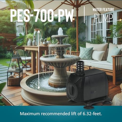 Image of Little Giant PES-700-PW 115-Volt, 725 GPH Magnetic Drive Fountain /Pond Pump with 15-Ft. Cord, Black, 566720