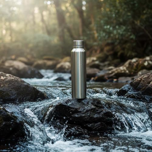 Image of Stainless Steel Water Bottle 1000ml | Single Wall Fridge Bottle | Leakproof Lid | BPA-Free & Rust-Resistant | Lightweight Metal Bottle for School, Office, Gym & Travel | Silver (1ltr)